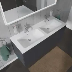 Duravit Dvojumyvadlo nábytkové 130x49 cm, s přepadem, 2 otvory pro baterie, bílá 2336130000