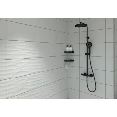 kielle Sprchový set s termostatem, 26 cm, 3 proudy, matná černá 20602014