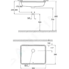 Grohe Umyvadlo vestavné 49x37 cm, s přepadem, PureGuard, alpská bílá 3948000H