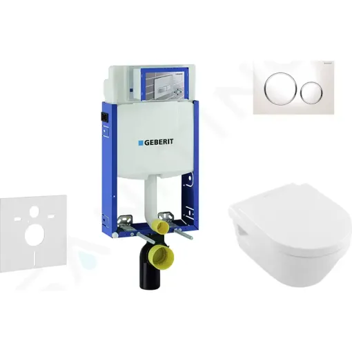 Geberit Set předstěnové instalace, klozetu a sedátka Villeroy & Boch, tlačítka Sigma20, DirectFlush, SoftClose, CeramicPlus, bílá/chrom 110.302.00.5 NB4