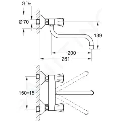 Grohe Dřezová baterie nástěnná, chrom 31187001