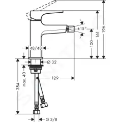 Hansgrohe Bidetová baterie s výpustí Push-Open, chrom 32520000