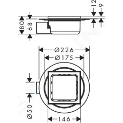 Hansgrohe Podlahová vpusť s roštem 15x15 cm, kartáčovaná nerez 56055800