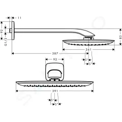Hansgrohe Hlavová sprcha 400 Air, 1 proud, s ramenem 390 mm, chrom 27437000