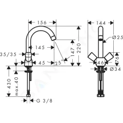 Hansgrohe Umyvadlová baterie, chrom 71221000