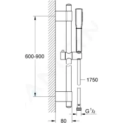 Grohe Set sprchové hlavice, 1 proud, tyče a hadice, chrom 26038000