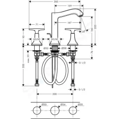 Hansgrohe Tříotvorová umyvadlová baterie 160 s rukojetí ve tvaru kříže, s odtokovou soupravou s táhlem, chrom 31307000