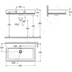 Grohe Umyvadlo 80x49 cm,s přepadem, otvor pro baterii, PureGuard, alpská bílá 3946900H
