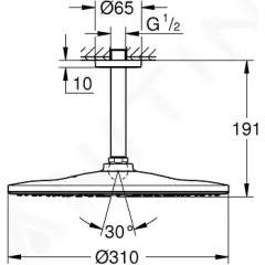 Grohe Hlavová sprcha 310 Mono 9,5 l/min, 1 proud, stropní rameno 14 cm, chrom 26560000