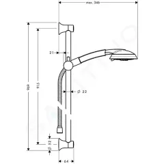 Hansgrohe Set sprchové hlavice 100 Air, 3 proudy, tyče 0,90 m a hadice, chrom 27841000
