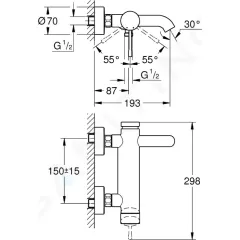 Grohe Vanová baterie, kartáčovaný tmavý grafit 33624AL1