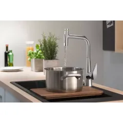 Hansgrohe Dřezová baterie M5117-H300 s výsuvnou sprškou, sBOX, chrom 73867000