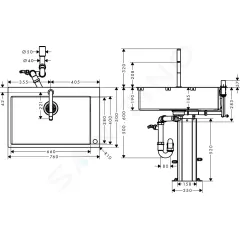 Hansgrohe Set dřezu a baterie C71-F660-08, vzhled nerezu 43202800