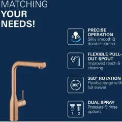 Grohe Dřezová baterie s výsuvnou sprškou, kartáčovaný Warm Sunset 30270DL0