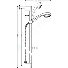 Hansgrohe Set sprchové hlavice, tyče a hadice, chrom 27729000