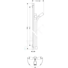 Hansgrohe Sprchová tyč 0,90 m, chrom 27844000