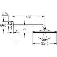 Grohe Hlavová sprcha 310 Mono 9,5 l/min, 1 proud, sprchové rameno 42 cm, chrom 26558000