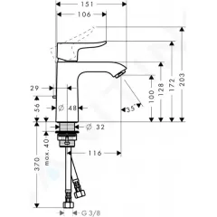 Hansgrohe Umyvadlová baterie s výpustí, chrom 31080000