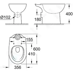 Grohe WC kombi mísa, rimless, alpská bílá 39349000