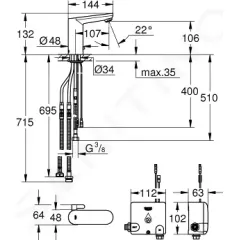 Grohe Elektronická umyvadlová baterie, Powerbox, chrom 36386001