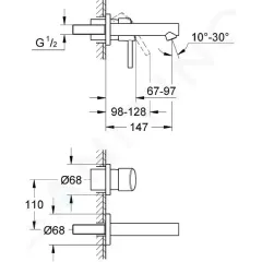 Grohe Umyvadlová 2-otvorová baterie, chrom 19575001