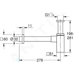 Grohe Designový sifon, chrom 40564000