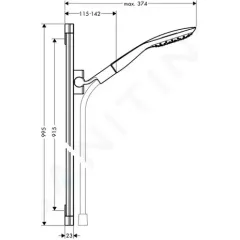 Hansgrohe Set sprchové hlavice 150 Air, 3 proudy, tyče a hadice, chrom 27853000