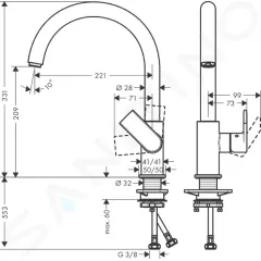Hansgrohe Dřezová baterie, chrom 71871000
