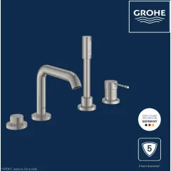 Grohe Baterie na okraj vany, 4-otvorová instalace, supersteel 19578DC1