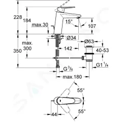 Grohe Umyvadlová baterie s výpustí, chrom 23448002