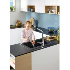 Hansgrohe Dřezová baterie M7120-H320 s výsuvnou sprškou, 2-otvorová instalace, sBOX, chrom 73806000