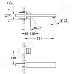 Grohe Umyvadlová baterie pod omítku, 2-otvorová instalace, chrom 23447000