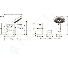 Hansgrohe Baterie na okraj vany, 3- otvorová instalace, chrom 32550000