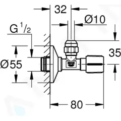 Grohe Rohový ventil, chrom 22039000