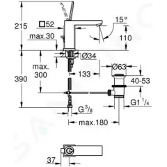Grohe Páková umyvadlová baterie M, chrom 23657000