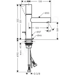 Axor Umyvadlová baterie 110 s výpustí,  chrom 45001000
