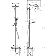 Hansgrohe Set Showerpipe E 240 s vanovým termostatem, 2 proudy, chrom 27298000