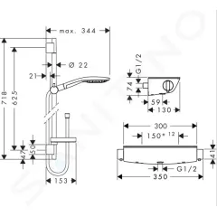 Hansgrohe Sprchový set s termostatem, 15 cm, 3 proudy, bílá/chrom 27036400