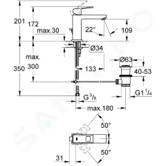 Grohe Umyvadlová baterie s výpustí, chrom 23445000