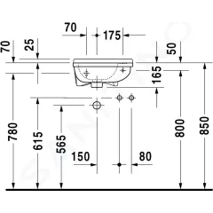 Duravit Umývátko 40x26 cm, s přepadem, s otvorem pro baterii vpravo, bílá 0751400000