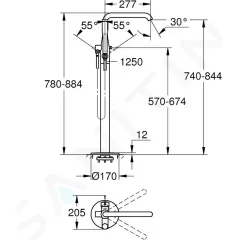 Grohe Vanová baterie do podlahy, kartáčovaný tmavý grafit 23491AL1