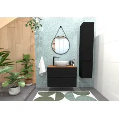 kielle Skříňka včetně desky pod umyvadlo 80x55x46 cm, matná černá/zlatý dub 50002S824