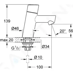 Grohe Stojánkový ventil, chrom 32207001
