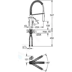Grohe Páková dřezová baterie, chrom 31395000