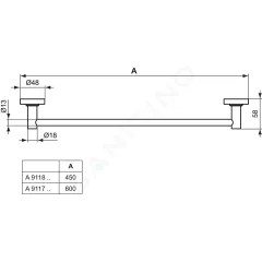 Ideal Standard Držák na ručník 45 cm, chrom A9117AA