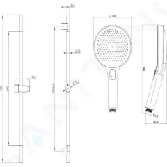 kielle Set sprchové hlavice EcoSpare, tyče a hadice, gun metal 20402SE43