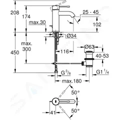 Grohe Umyvadlová baterie s výpustí, chrom 23589001