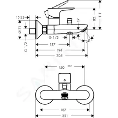 Hansgrohe Vanová baterie, matná černá 71740670