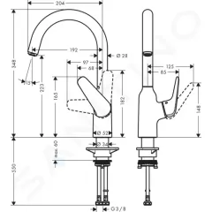 Hansgrohe Dřezová baterie M421-H220, chrom 71802000