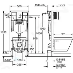 Grohe Set předstěnové instalace, klozetu Serel a sedátka softclose, tlačítko Skate Cosmopolitan, chrom 38528SET-KH